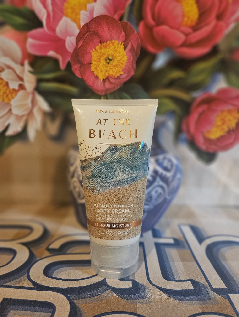 NWT Bath & Body Works At The Beach Mini Body Cream - Blue and Gold